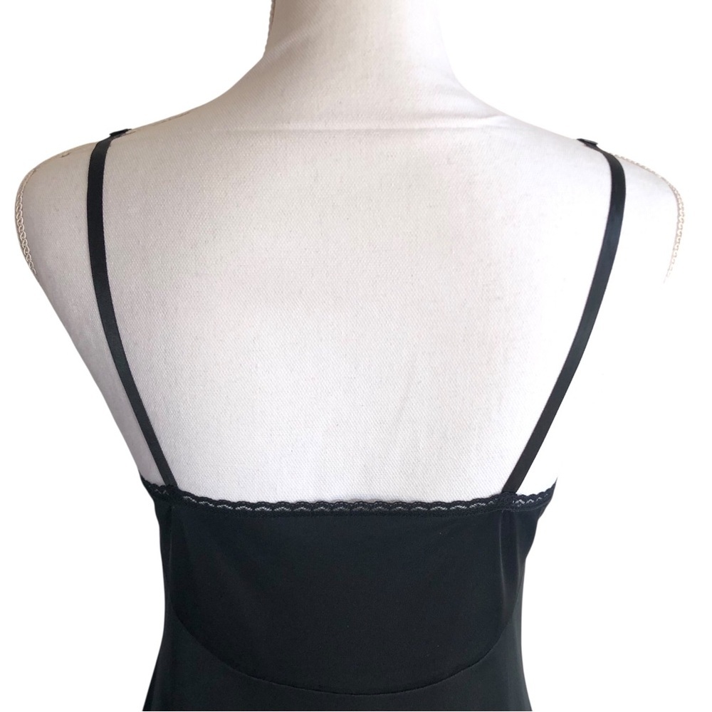 VINTAGE 90s Vanity Fair Black Nylon Lace Full Slip Dress Chemise Size 34 Small - Picture 6 of 7